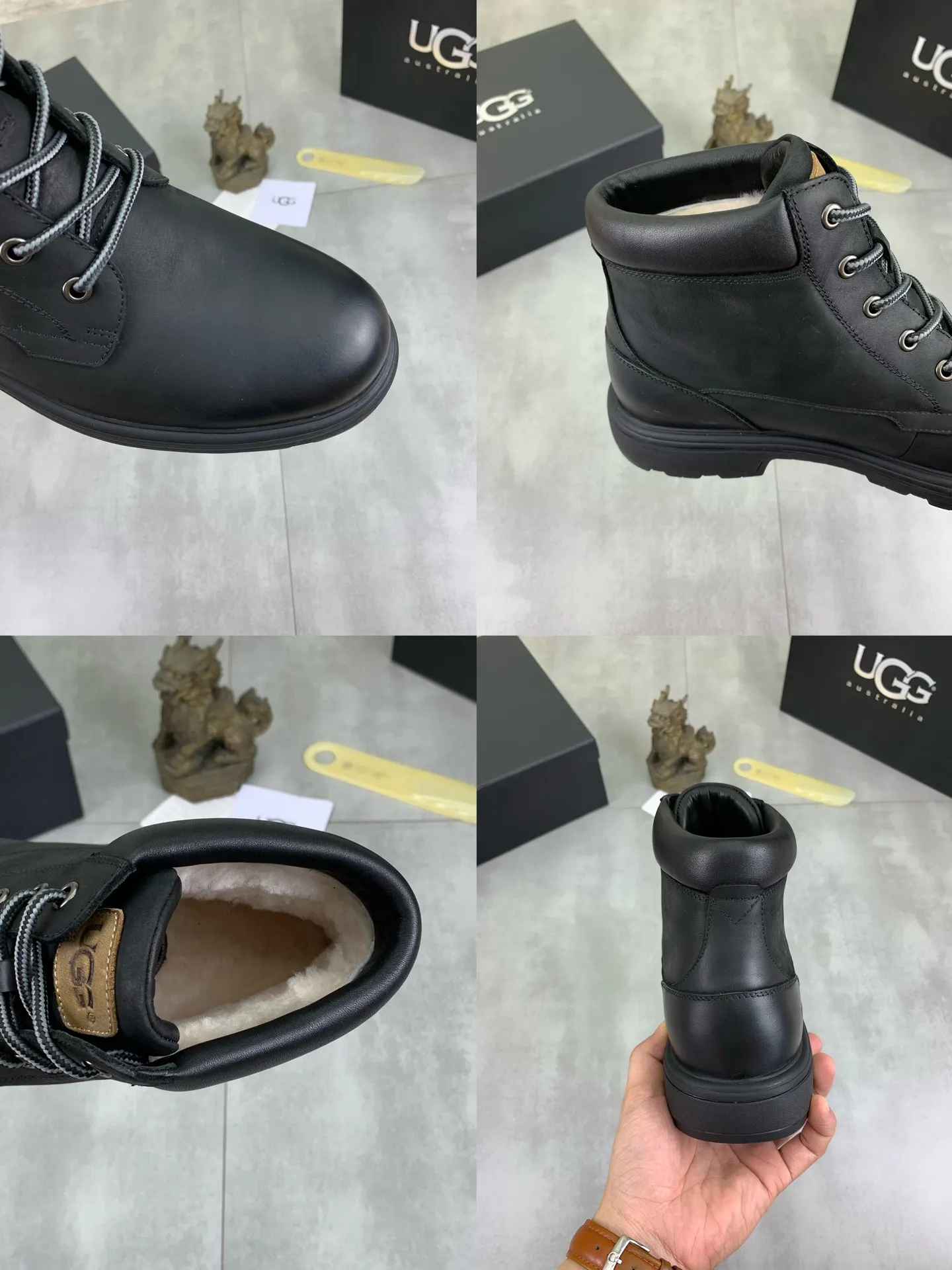Factory price P640 💶[UGG] (full wool lining) Top-end high-quality fur integrated warm snow boots from Australia's warm luxury men's shoes brand, UGG-5877 official website synchronized, made of imported cowhide, carefully sewn...Imported rubber outsole (comfortable, soft, wear-resistant) The quality is really great...Exquisite workmanship, you can't put it down at first sight, code number: 39-44 Color: 3️⃣colors available